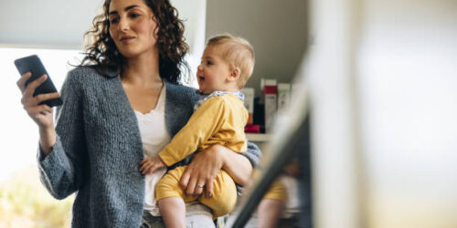 Woman holding her baby